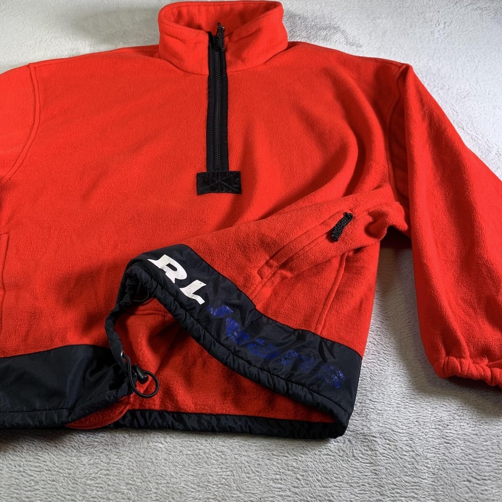 Vintage Polo Jeans Co Ralph Lauren Jacket Mens XL Red Fleece 1/4 Zip Anorak 90s